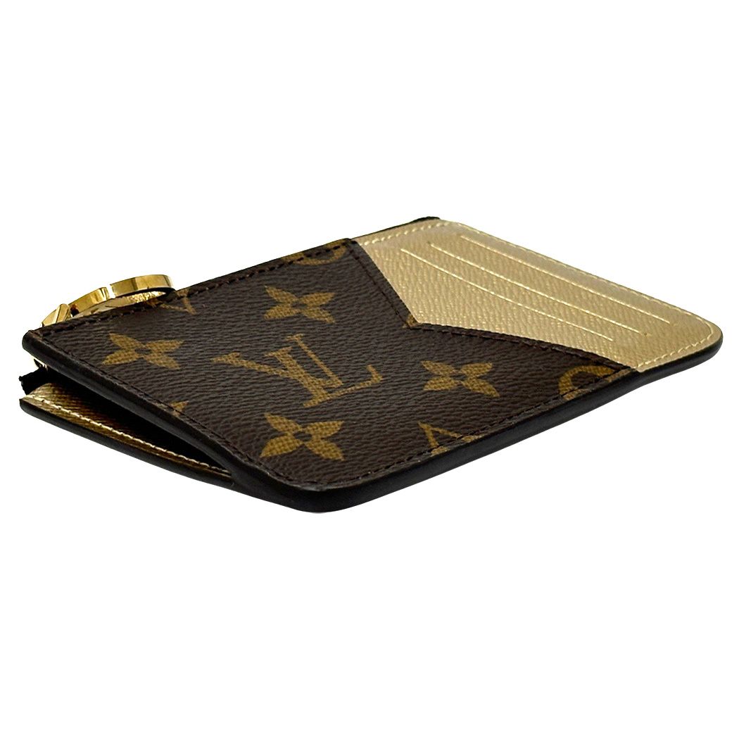 Louis Vuitton Card Case Monogram Romy Brown Gold Compact Fixed Era Holder — view 4