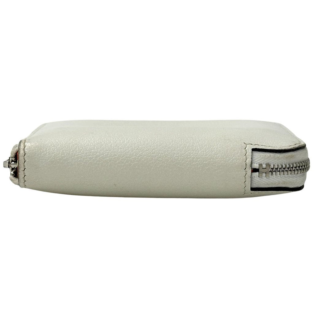 Hermes Card Case Azap Silk'in Compact Evercolor White Orange Silver Simple Small — view 3