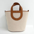 Hermes in the Loop 23 Ecru Gold Toile H Swift Handbag — view 2