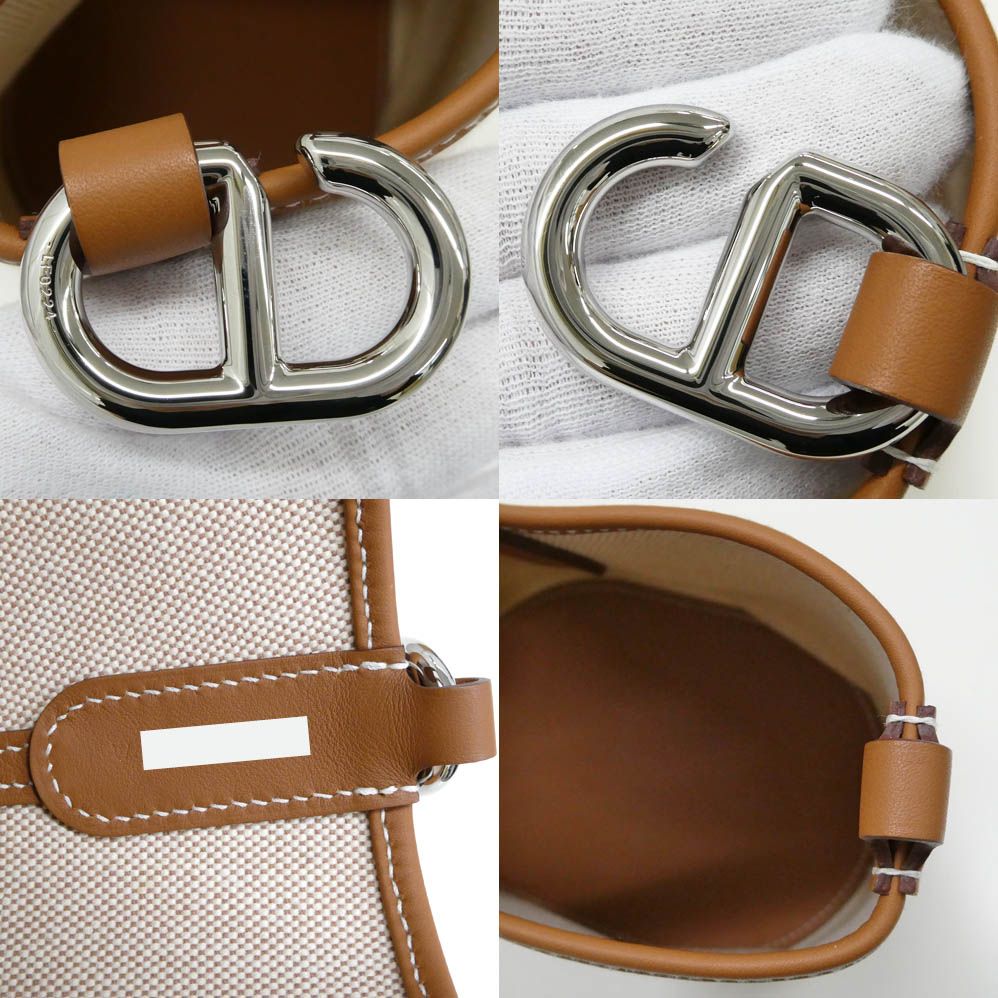 Hermes in the Loop 23 Ecru Gold Toile H Swift Handbag — view 7