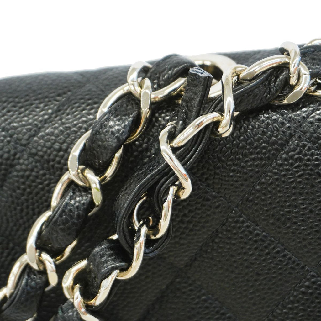 Chanel Shoulder Bag Maxi Quilted Caviar Leather Black Silver — view 8