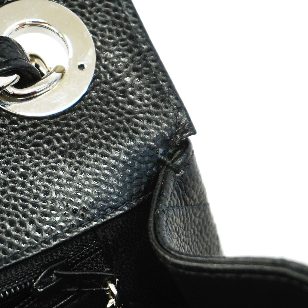 Chanel Shoulder Bag Maxi Quilted Caviar Leather Black Silver — view 6