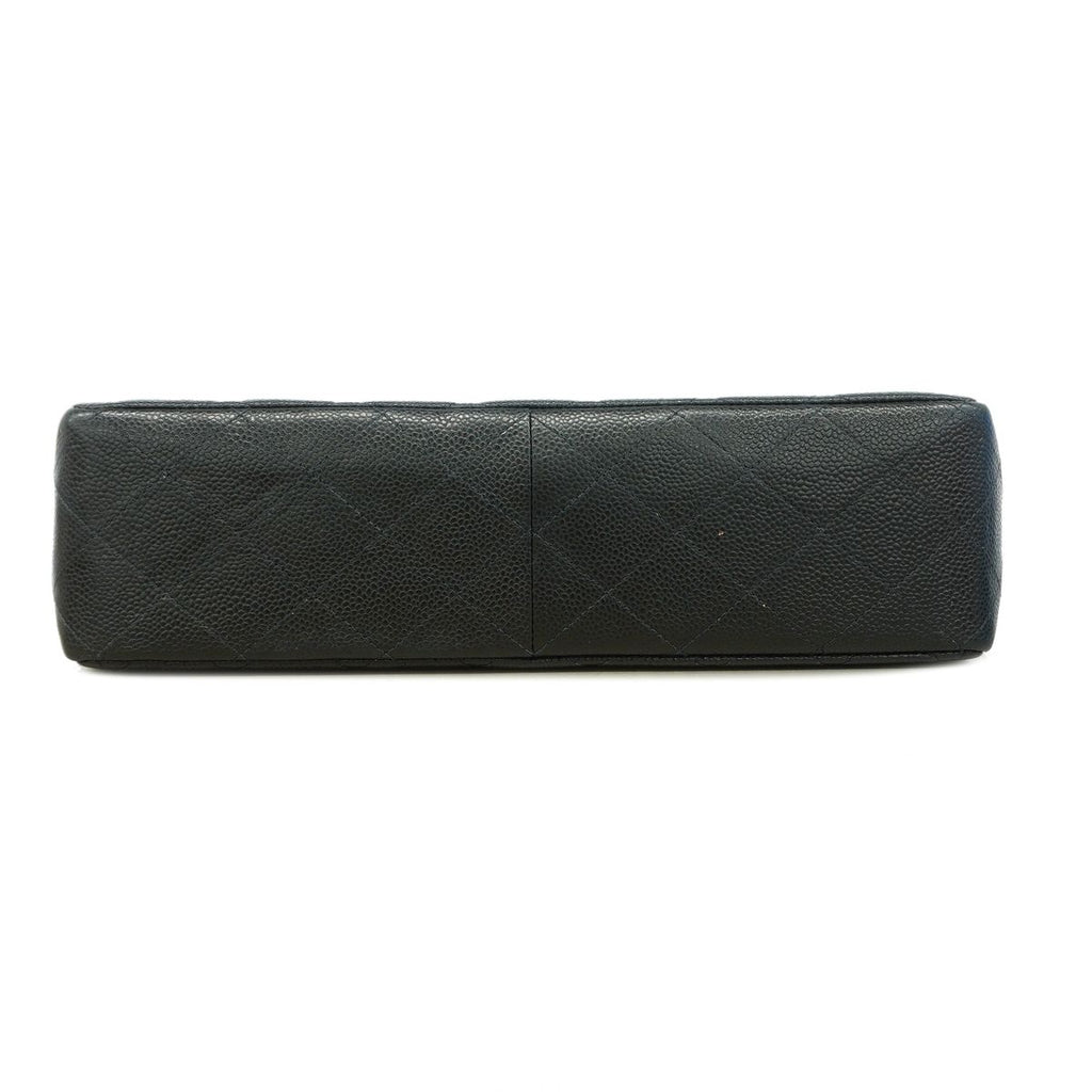 Chanel Shoulder Bag Maxi Quilted Caviar Leather Black Silver — view 3