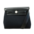 Hermes Shoulder Bag Herbag Zip Mini Toile Military Black Silver
