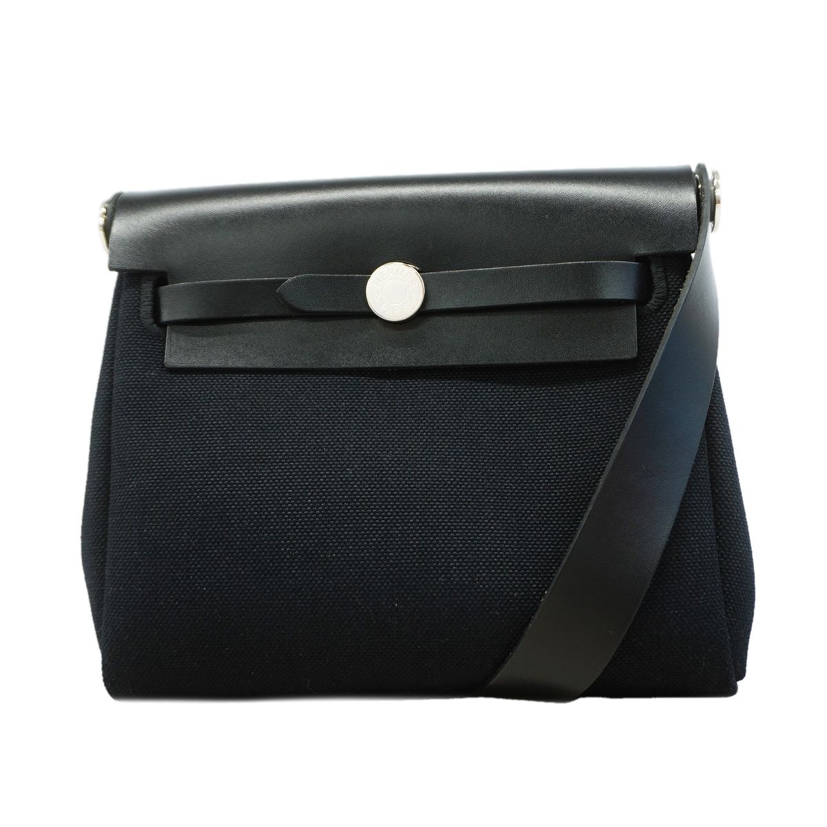 Hermes Shoulder Bag Herbag Zip Mini Toile Military Black Silver