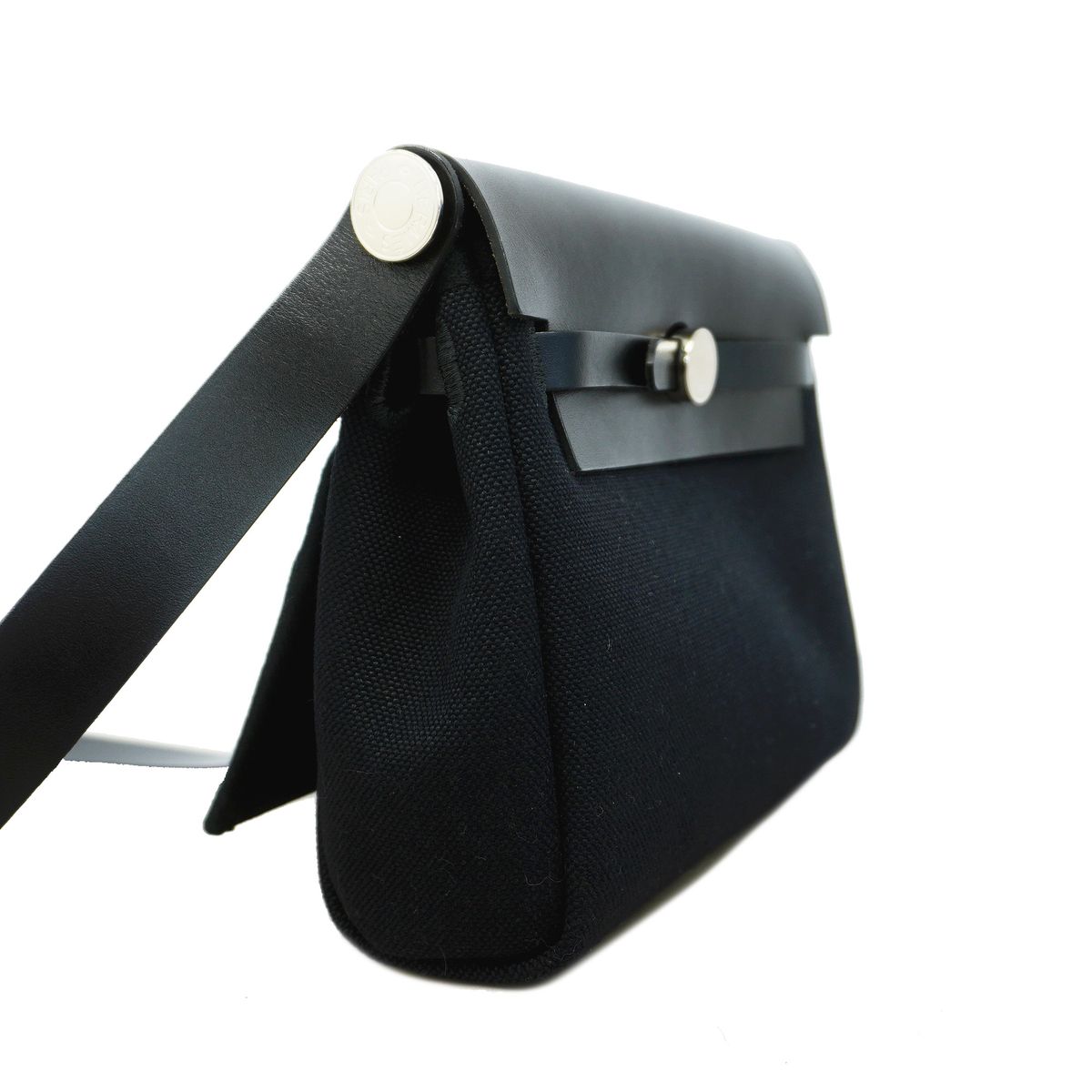 Hermes Shoulder Bag Herbag Zip Mini Toile Military Black Silver — view 2