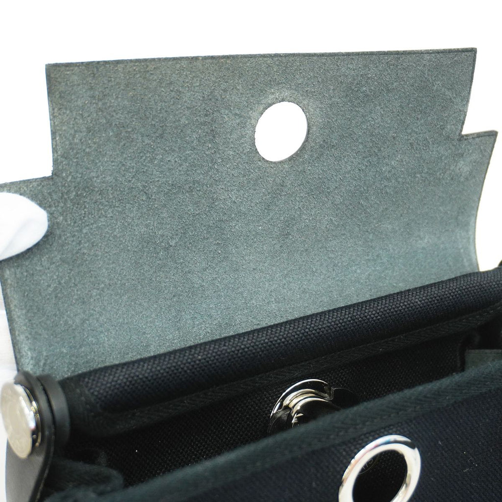 Hermes Shoulder Bag Herbag Zip Mini Toile Military Black Silver — view 8
