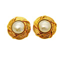 Chanel Earrings Vintage Gold Plated Faux Pearl