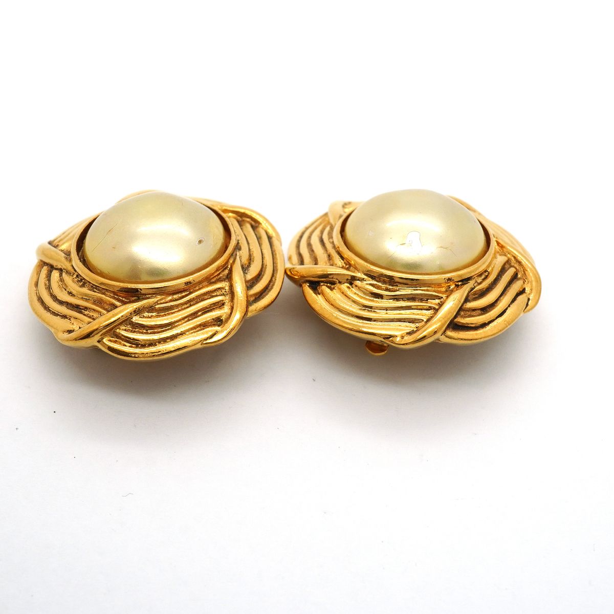 Chanel Earrings Vintage Gold Plated Faux Pearl — view 6