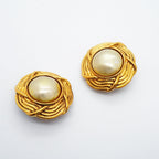 Chanel Earrings Vintage Gold Plated Faux Pearl — view 2
