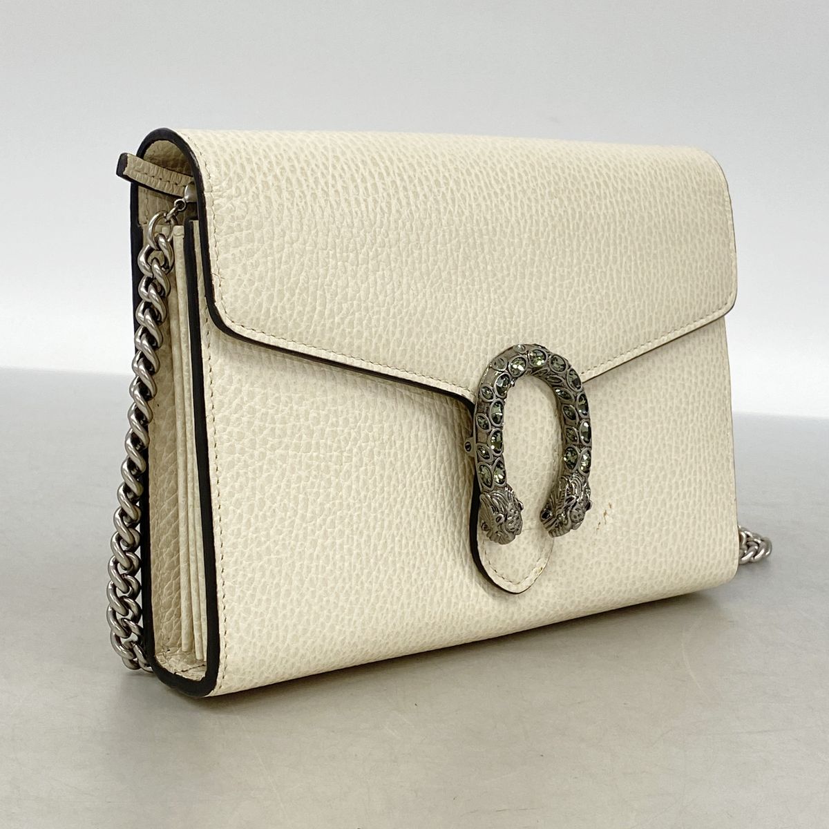 Gucci Wallet on Chain Dionysus Leather White Silver Shoulder Bag — view 2