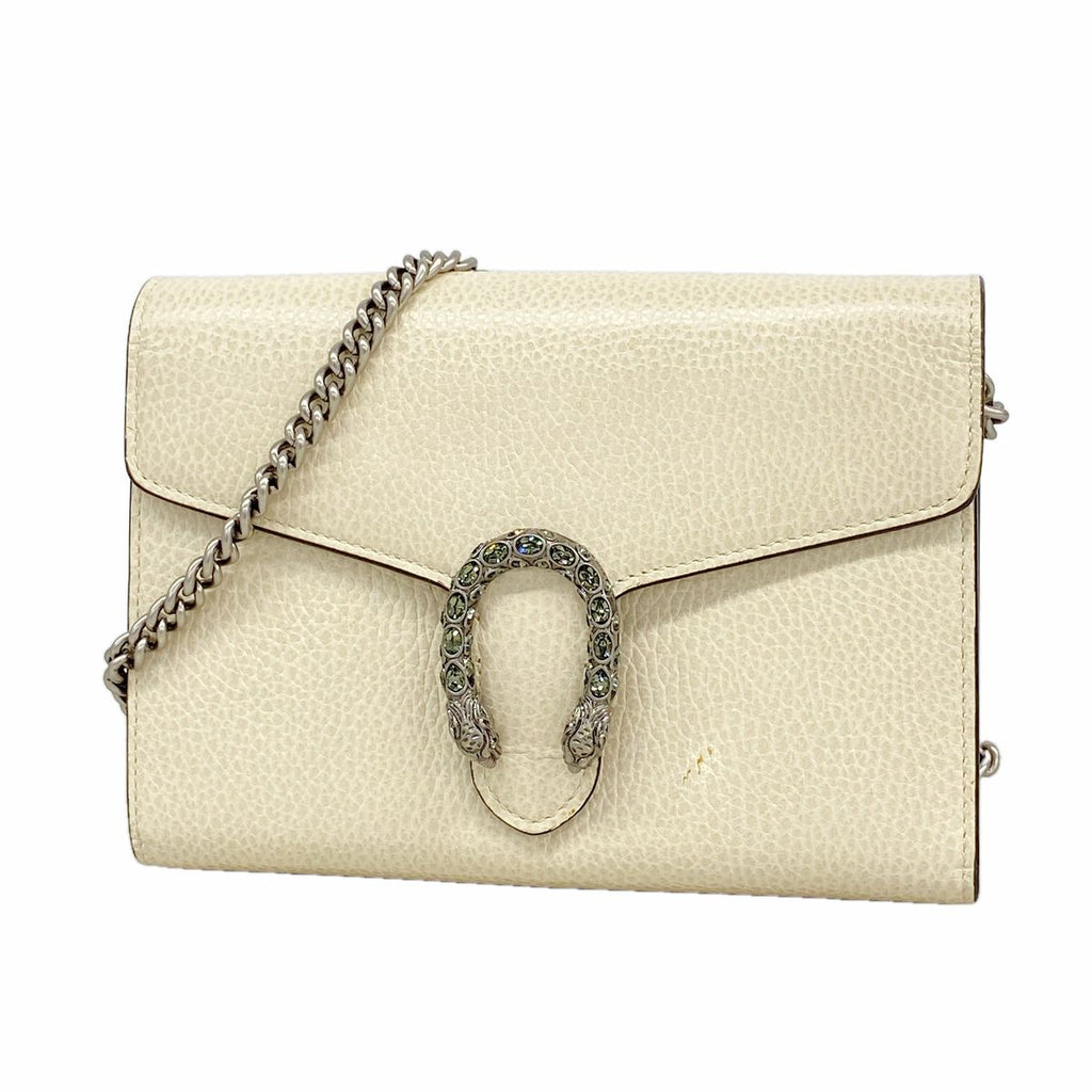 Gucci Wallet on Chain Dionysus Leather White Silver Shoulder Bag