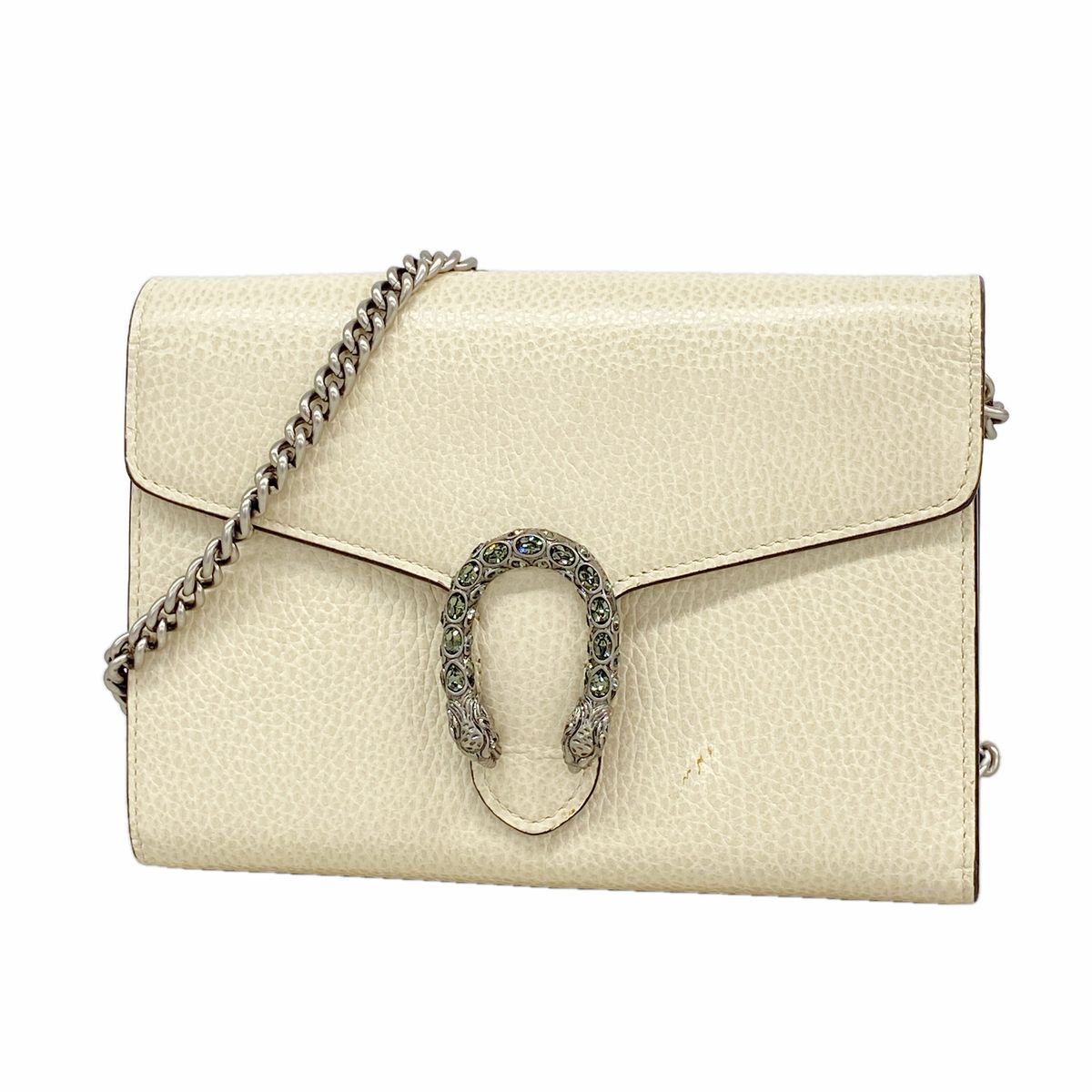 Gucci Wallet on Chain Dionysus Leather White Silver Shoulder Bag