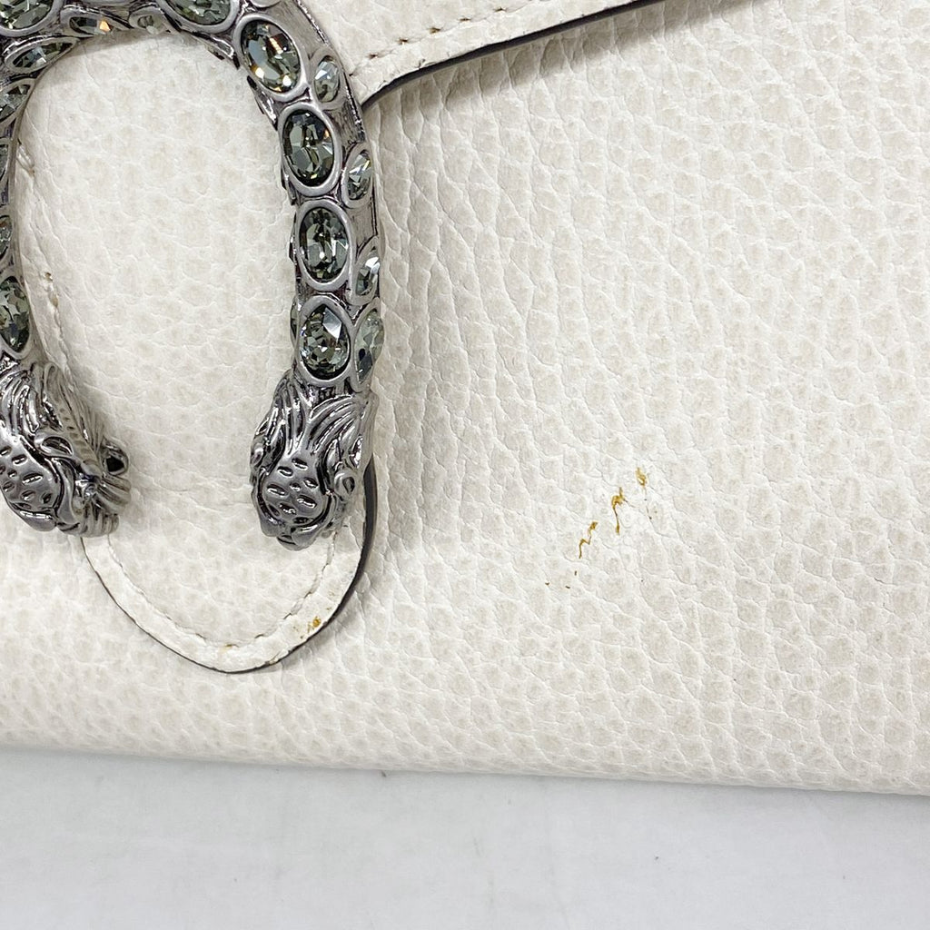 Gucci Wallet on Chain Dionysus Leather White Silver Shoulder Bag — view 8