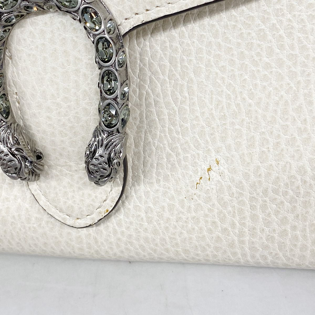 Gucci Wallet on Chain Dionysus Leather White Silver Shoulder Bag — view 8
