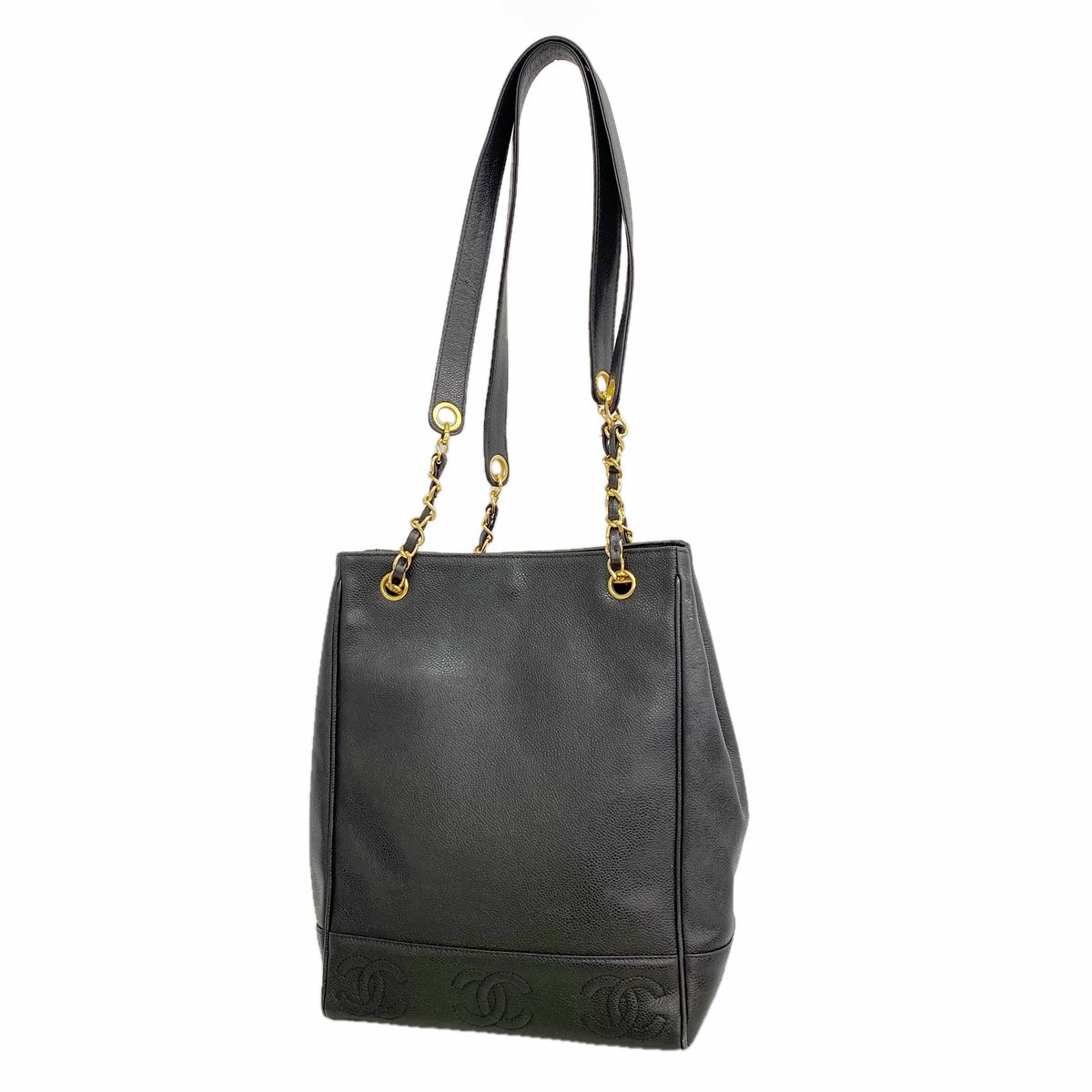 Chanel Shoulder Bag Triple Coco Caviar Leather Black Gold