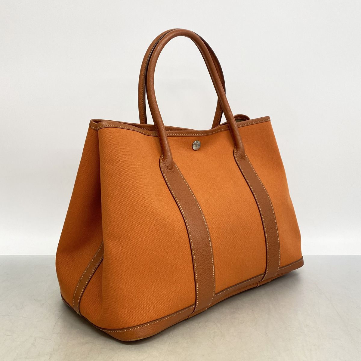 Hermes Tote Bag Garden Party PM Toile Officier Orange Silver — view 2