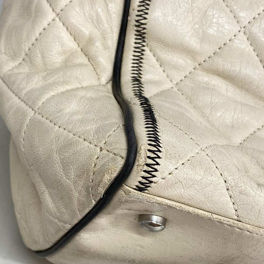 Chanel Chain Tote Bag 2.55 Quilted Leather Ivory Silver — view 8