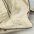 Chanel Chain Tote Bag 2.55 Quilted Leather Ivory Silver — view 7