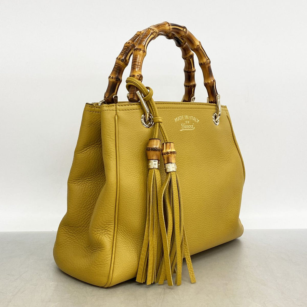 Gucci Handbag Bamboo Leather Yellow Champagne Gold — view 2