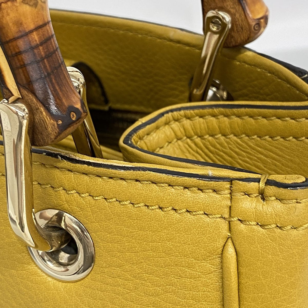 Gucci Handbag Bamboo Leather Yellow Champagne Gold — view 8