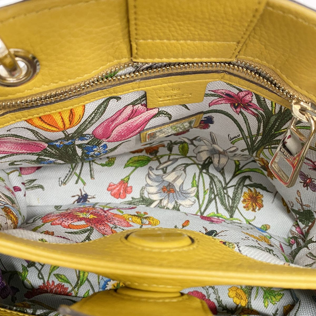 Gucci Handbag Bamboo Leather Yellow Champagne Gold — view 4