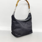 Gucci Shoulder Bag Bamboo Nylon Black Silver — view 2