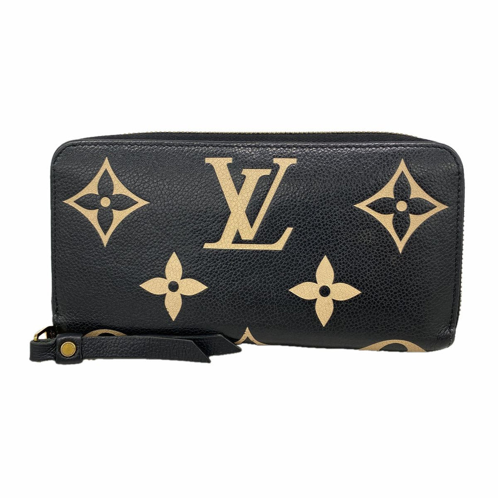 Louis Vuitton Wallet Monogram Empreinte Bicolor Zippy Black Beige