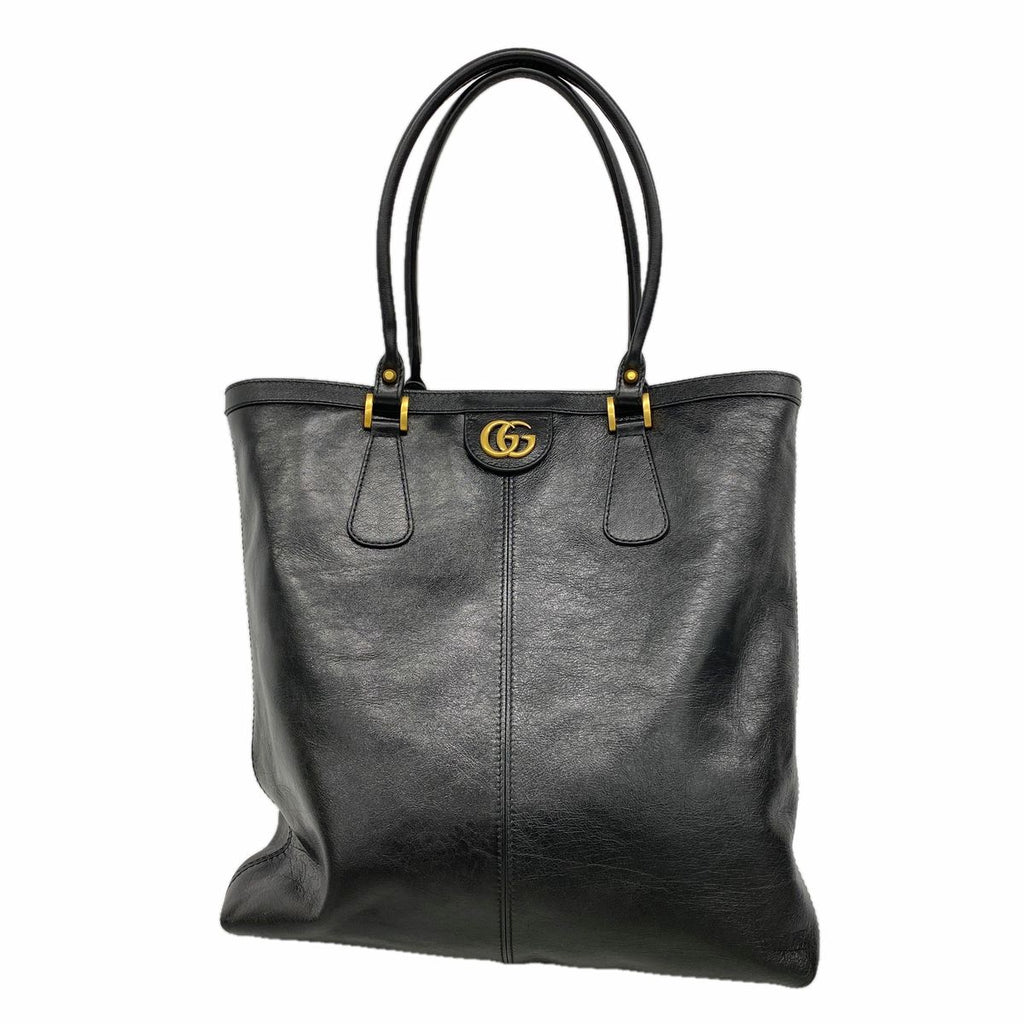 Gucci Tote Bag GG Marmont Leather Black Gold