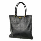 Gucci Tote Bag GG Marmont Leather Black Gold