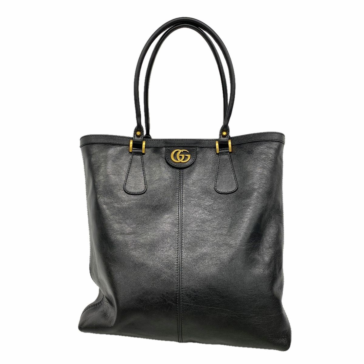 Gucci Tote Bag GG Marmont Leather Black Gold