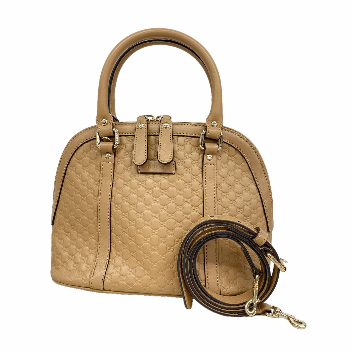 Gucci Handbag Micro Guccissima Leather Beige Champagne Gold 2-Way Bag