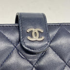 Chanel Wallet Quilted Lambskin Navy Silver — view 8
