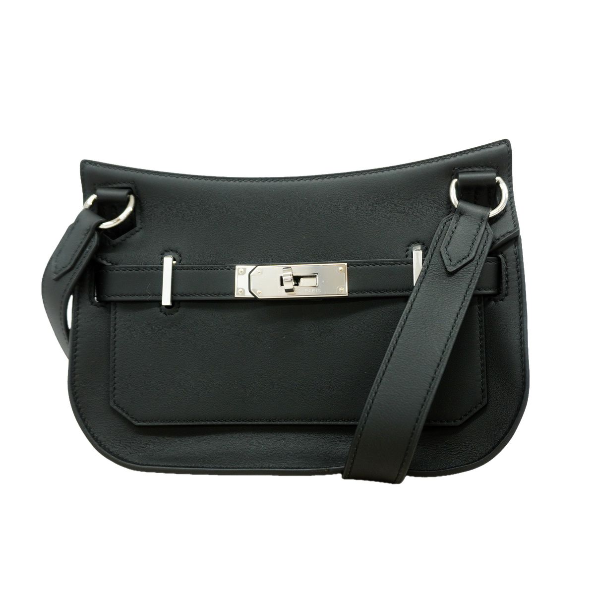 Hermes Shoulder Bag Jypsiere Mini Swift Black Silver