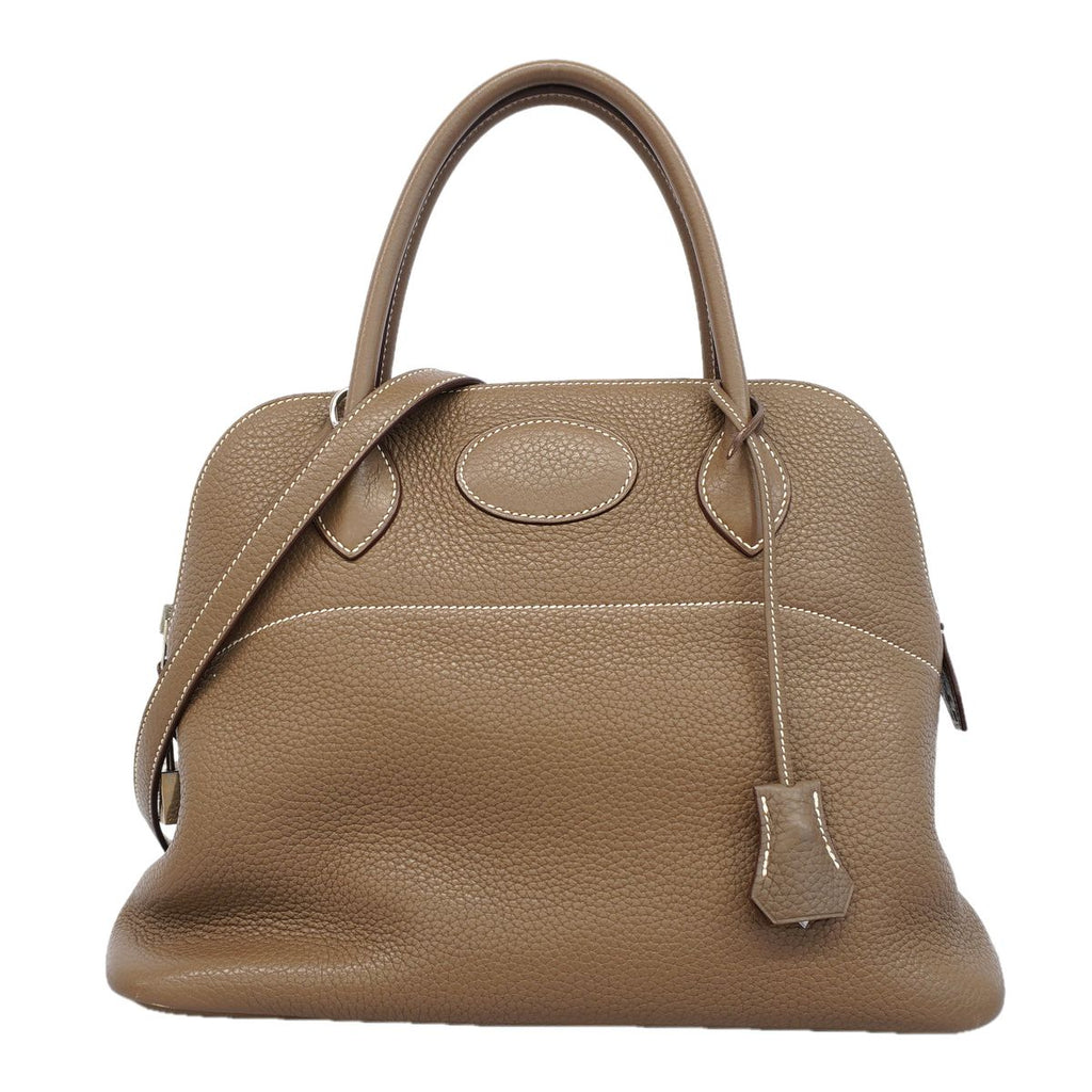 Hermes Handbag Bolide 31 Taurillon Clemence Etoupe Silver 2-Way Bag