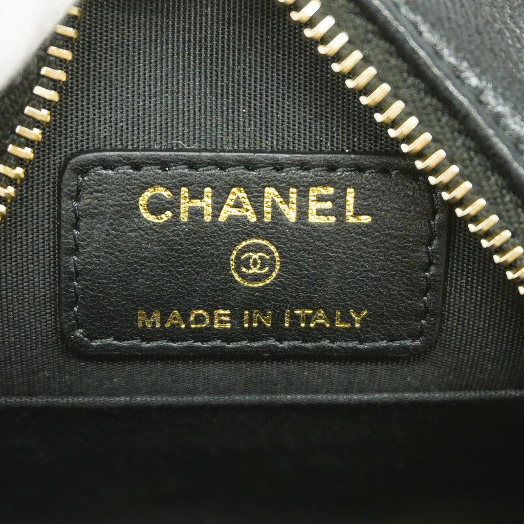 Chanel Shoulder Bag Quilted Lambskin Black Champagne Gold — view 5