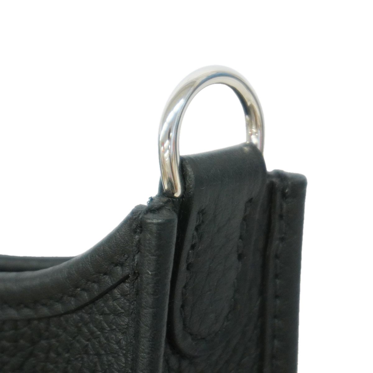 Hermes Shoulder Bag Evelyne TPM Taurillon Clemence Black Silver — view 6