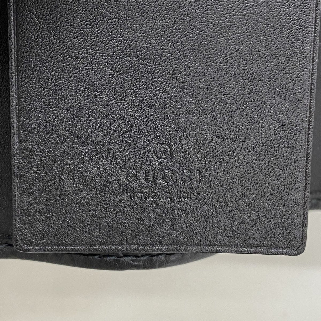 Gucci Key Case Guccissima Leather Black Champagne Gold Key Holder — view 4