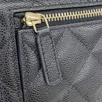 Chanel Wallet Quilted Caviar Leather Black Champagne Gold — view 7