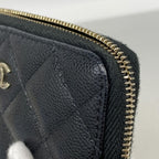 Chanel Wallet Quilted Caviar Leather Black Champagne Gold — view 6