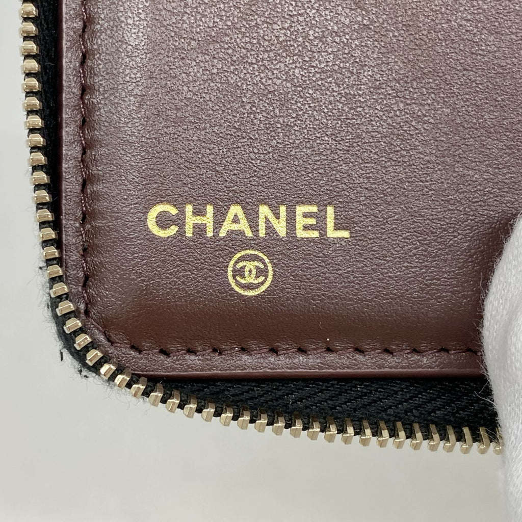 Chanel Wallet Quilted Caviar Leather Black Champagne Gold — view 4