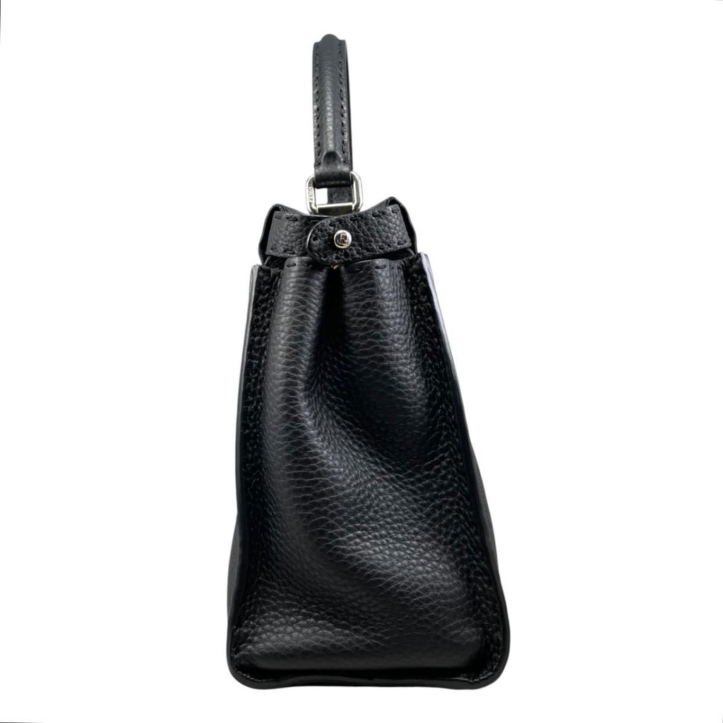 Fendi Tote Shoulder Bag Peekaboo Medium Selleria Calfskin Black Silver — view 4