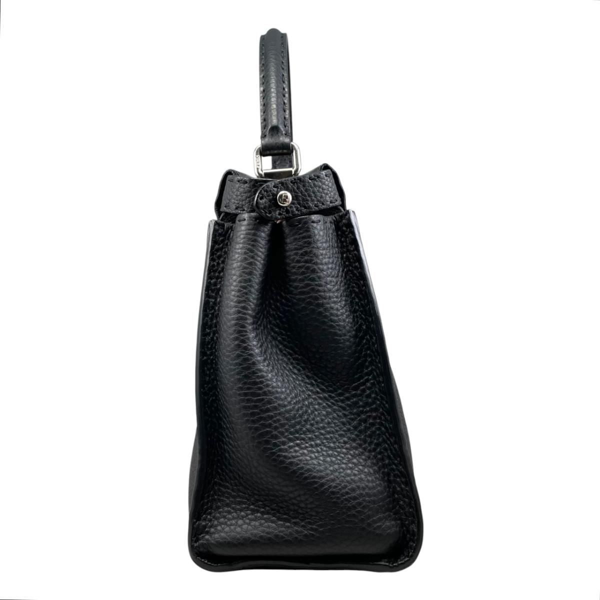 Fendi Tote Shoulder Bag Peekaboo Medium Selleria Calfskin Black Silver — view 4