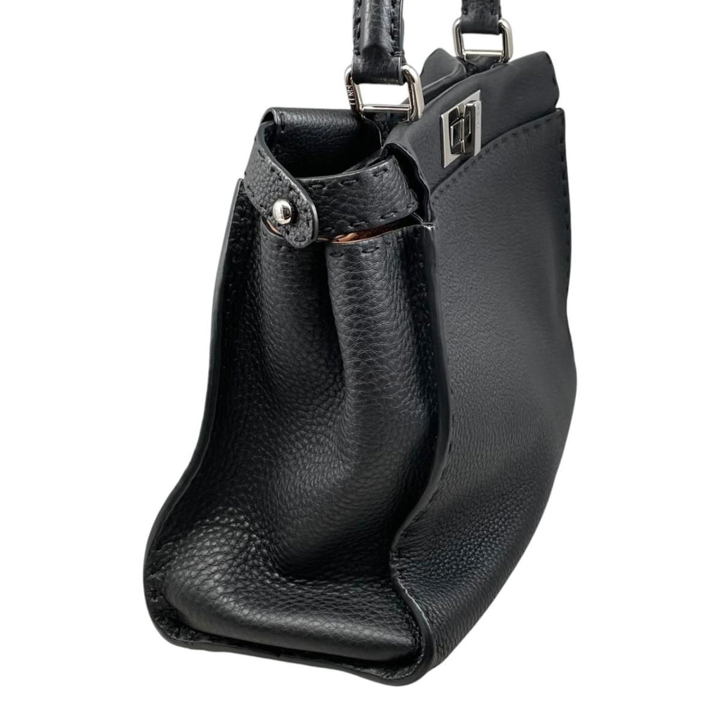 Fendi Tote Shoulder Bag Peekaboo Medium Selleria Calfskin Black Silver — view 8