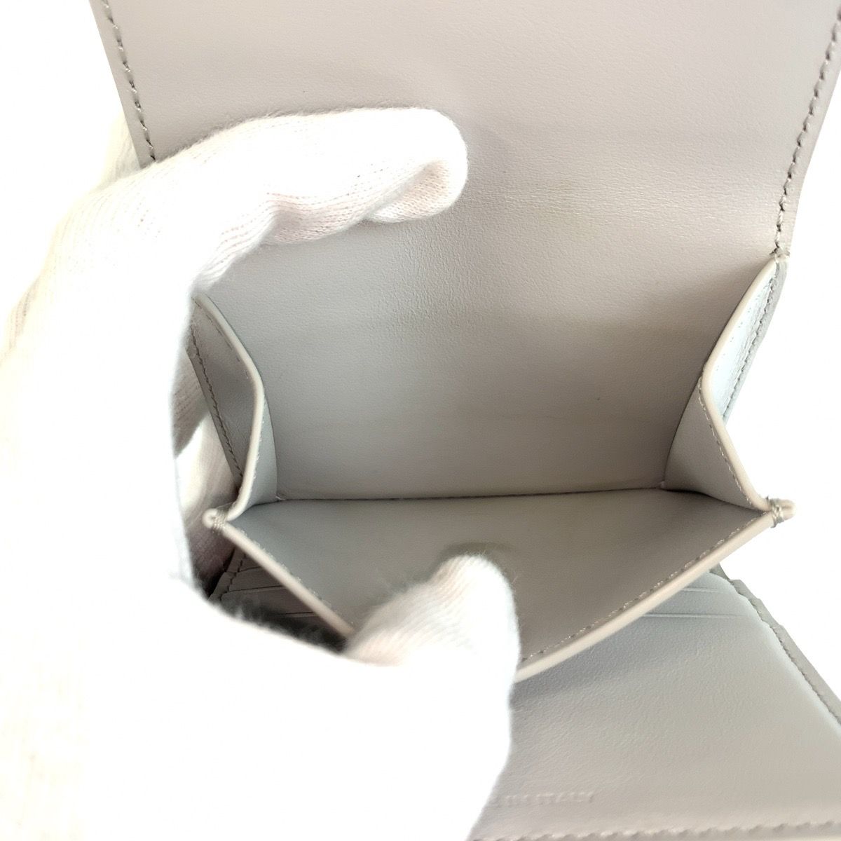 Celine Triomphe Small Flap Wallet Gray Leather Trifold Fold Compact — view 6