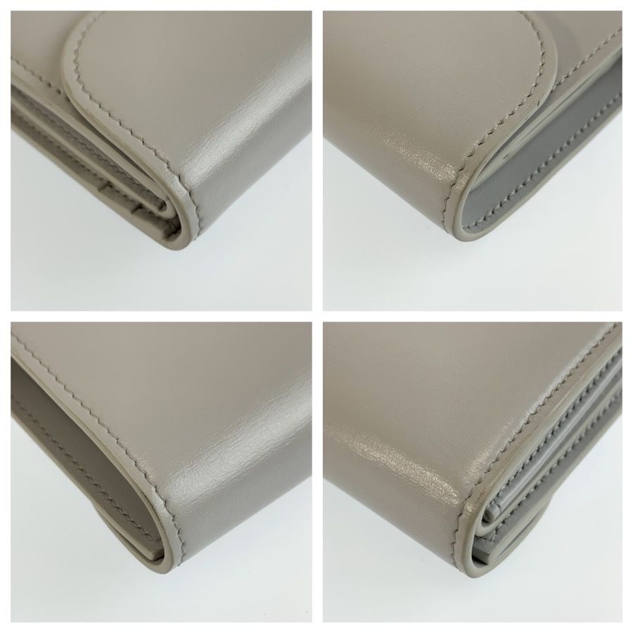 Celine Triomphe Small Flap Wallet Gray Leather Trifold Fold Compact — view 8