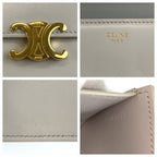 Celine Triomphe Small Flap Wallet Gray Leather Trifold Fold Compact — view 3