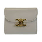 Celine Triomphe Small Flap Wallet Gray Leather Trifold Fold Compact