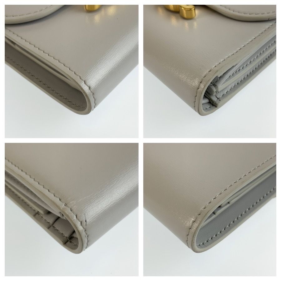 Celine Triomphe Small Flap Wallet Gray Leather Trifold Fold Compact — view 7