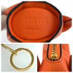 Loewe Statue Motif Orange Gold Leather Key Holder Charm Coin Purse — view 3